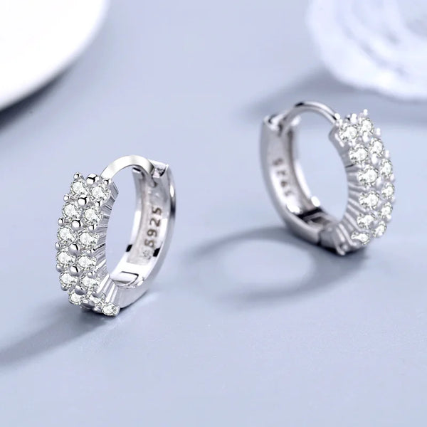 Double Crystal Zircon Hoop Earrings