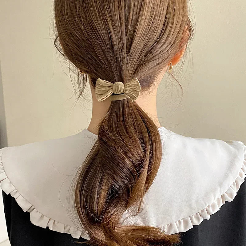 Korean Strong Women Bow Scrunchies Girls Elastic Hair Rubber Bands