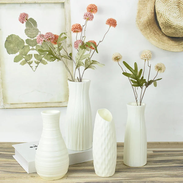 Modern Plastic Flower Vase- White, Pink, Blue