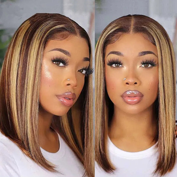 Bone Straight Bob Wig Highlight Human Hair Wigs