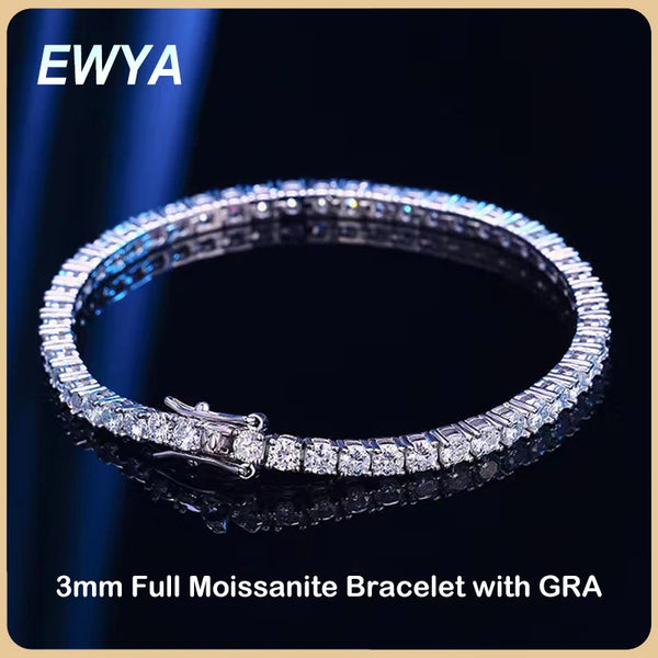EWYA 925 Sterling Silver Moissanite Bracelet