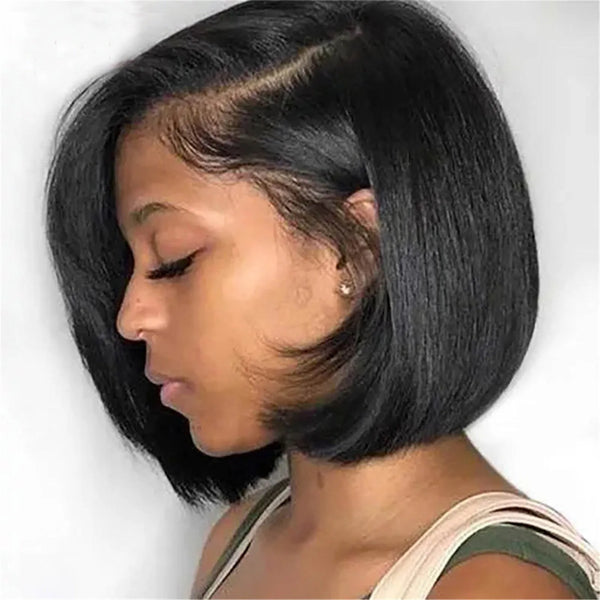 Glueless Straight Bob Wig Lace Front Human Hair Wigs for Women, Natural Look Short Wig