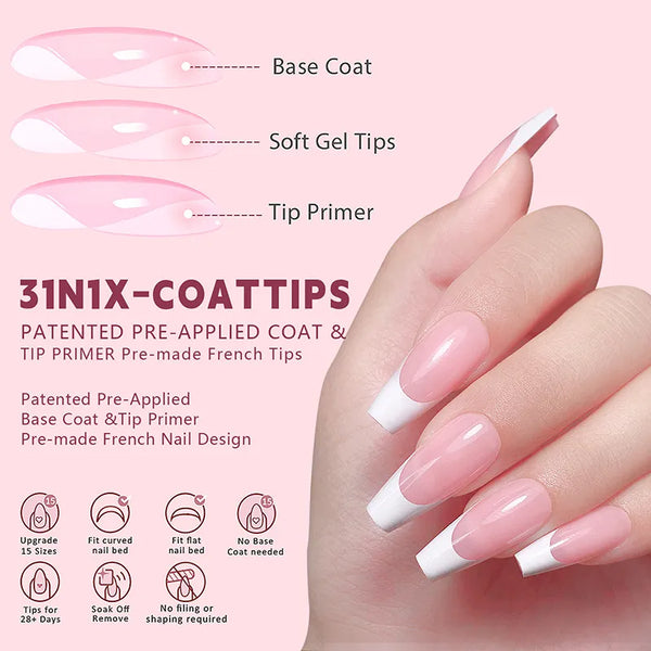 French Tip Wearable Fake Nails