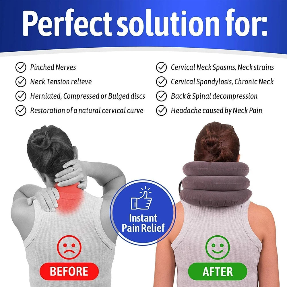 Cervical Neck Traction DeviceSpecifications:
Effect: Release Pain From IllnessItem Type: Braces &amp; SupportsMaterial: Flocking Cloth, LinerApplication: NeckDropshipping: YesFeature: InflatableBeauty Accessories NowBeauty Accessories NowCervical Neck Traction Device