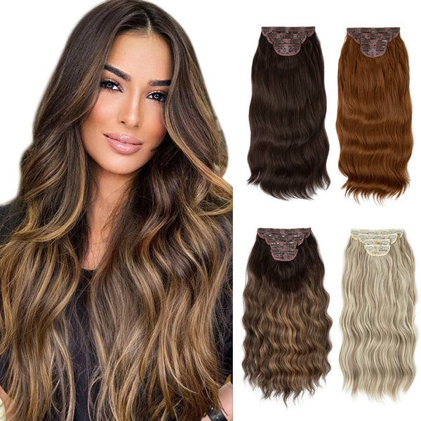 Synthetic Long Wavy Clip In Hair Extensions