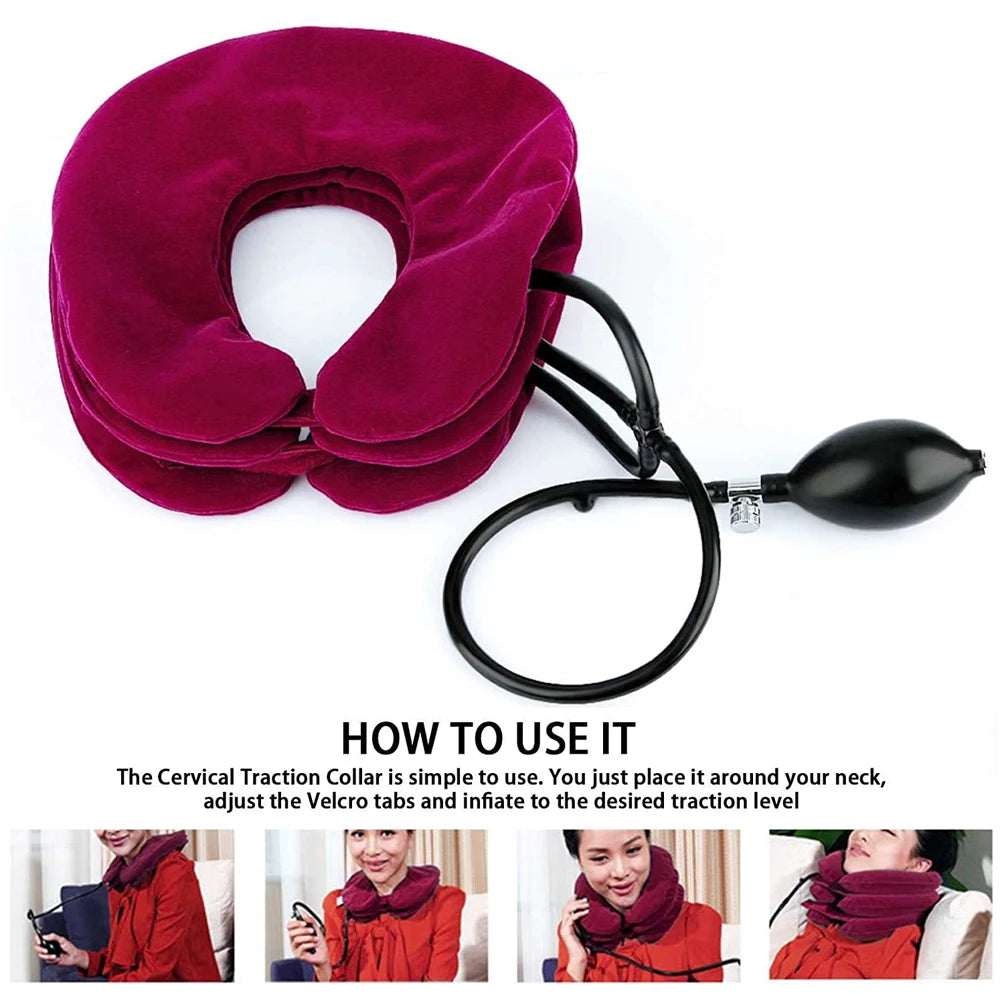 Cervical Neck Traction DeviceSpecifications:
Effect: Release Pain From IllnessItem Type: Braces &amp; SupportsMaterial: Flocking Cloth, LinerApplication: NeckDropshipping: YesFeature: InflatableBeauty Accessories NowBeauty Accessories NowCervical Neck Traction Device