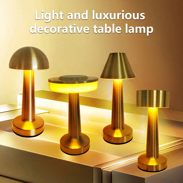 LED Table Light Metal Touch Rechargeable Night Lamp