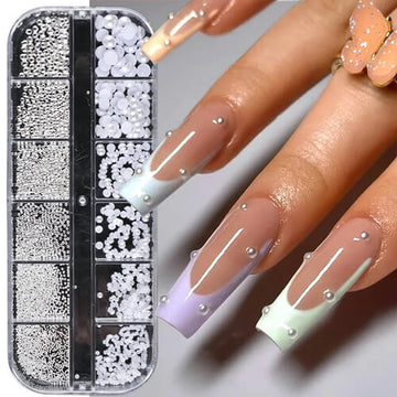 white pearls nail art